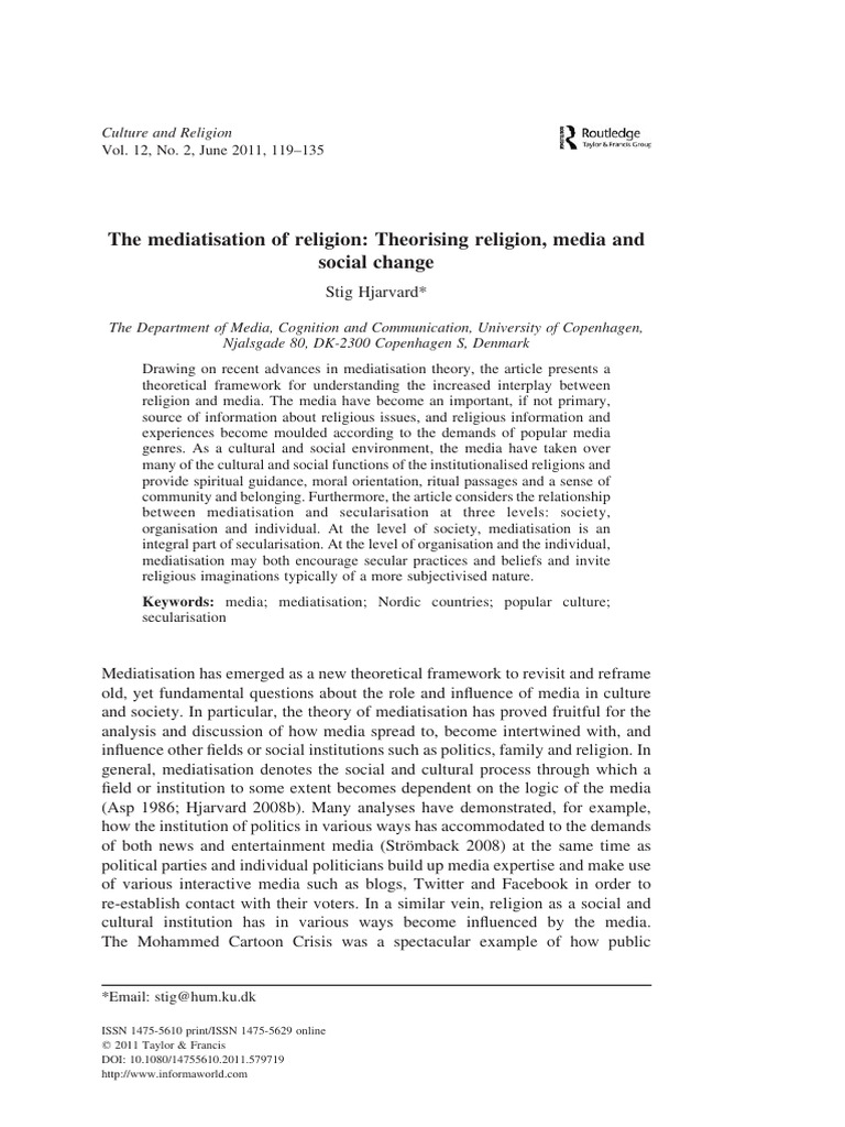 Mediatisation of Religion and Secularisation | PDF | Secularism | Paradigm