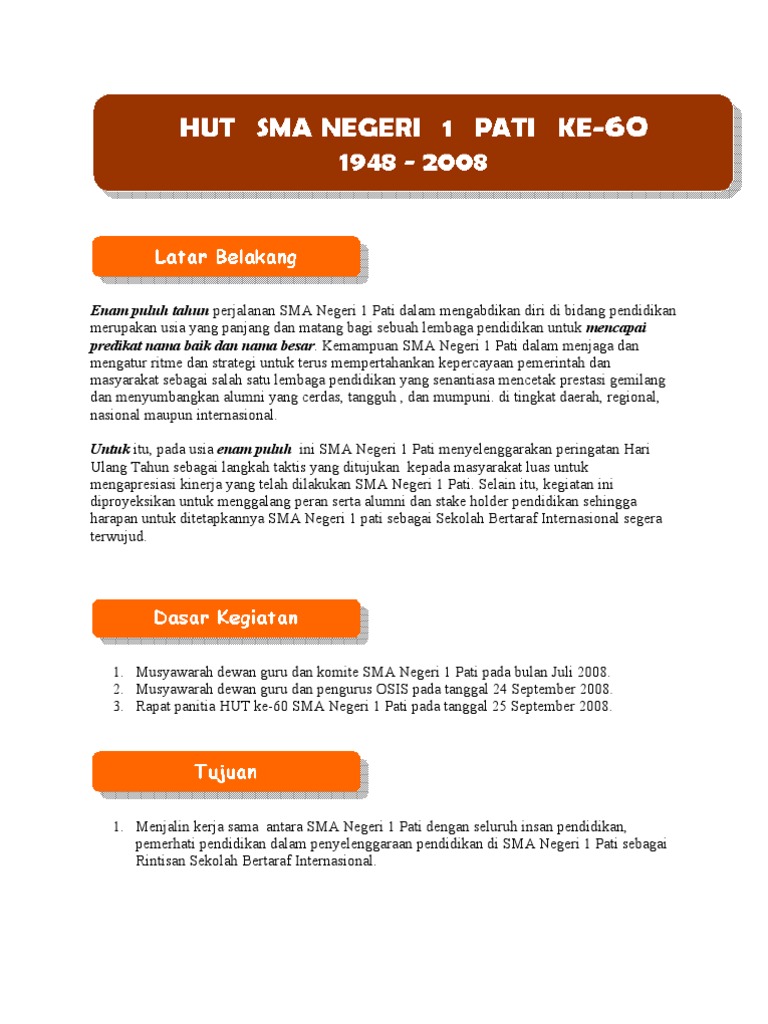 Contoh Proposal Hut Sekolah