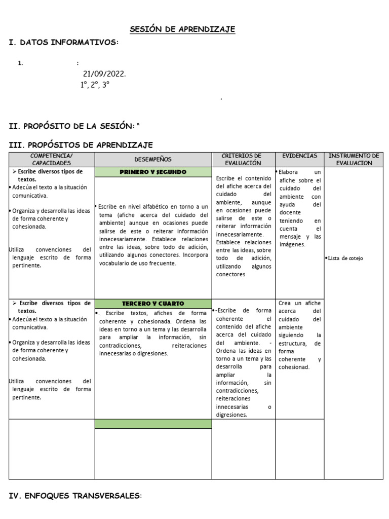 SESION-MIERCOLES-21-SET-CREAC-AFICHES | PDF | Evaluación | Enseñando