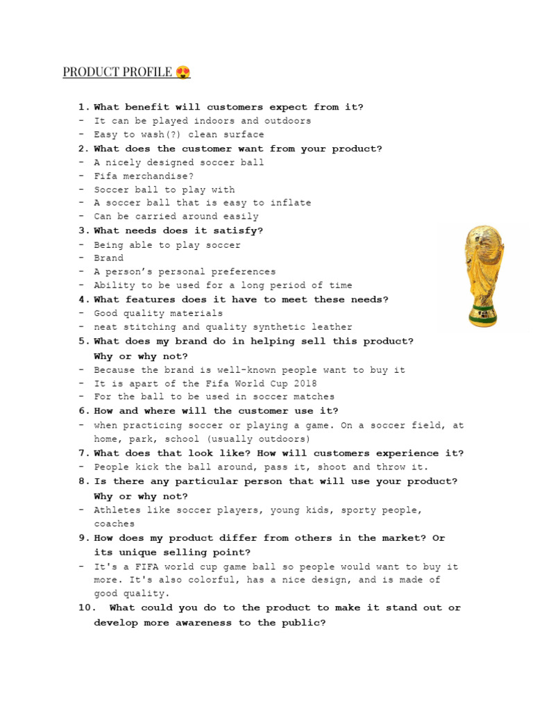 Product Profile Examples