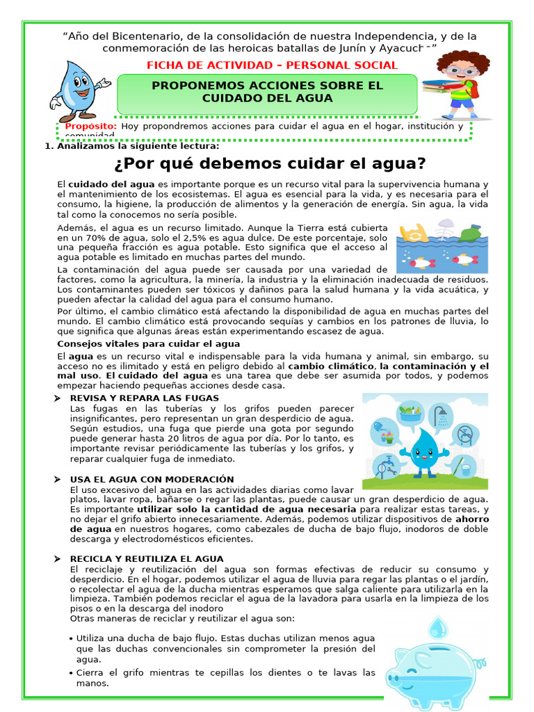 Cuidemos el Agua: Acciones y Consejos | PDF | Agua | Contaminación