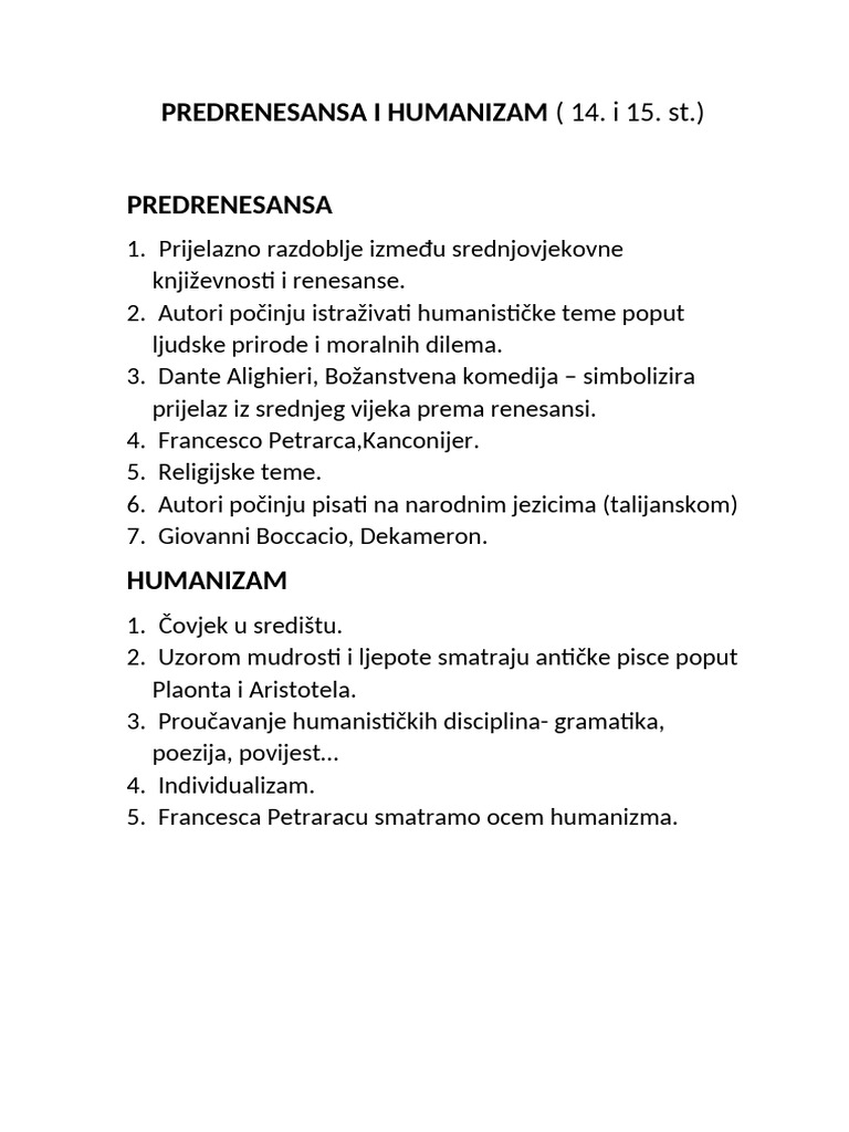 De Paula Aunedi 3.d - Predrenesansa I Humanizam | PDF