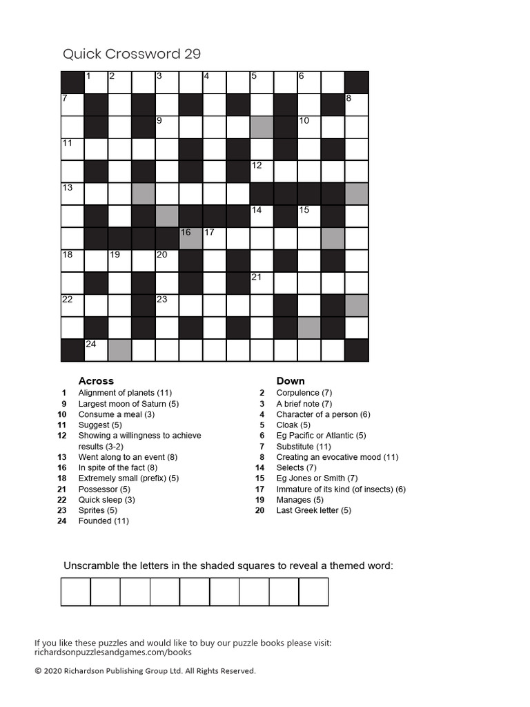 Quick Crossword 29 | PDF