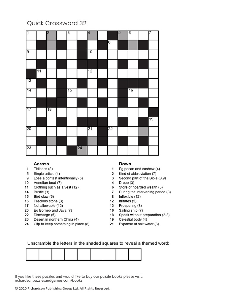 Quick Crossword Puzzle 32 | PDF