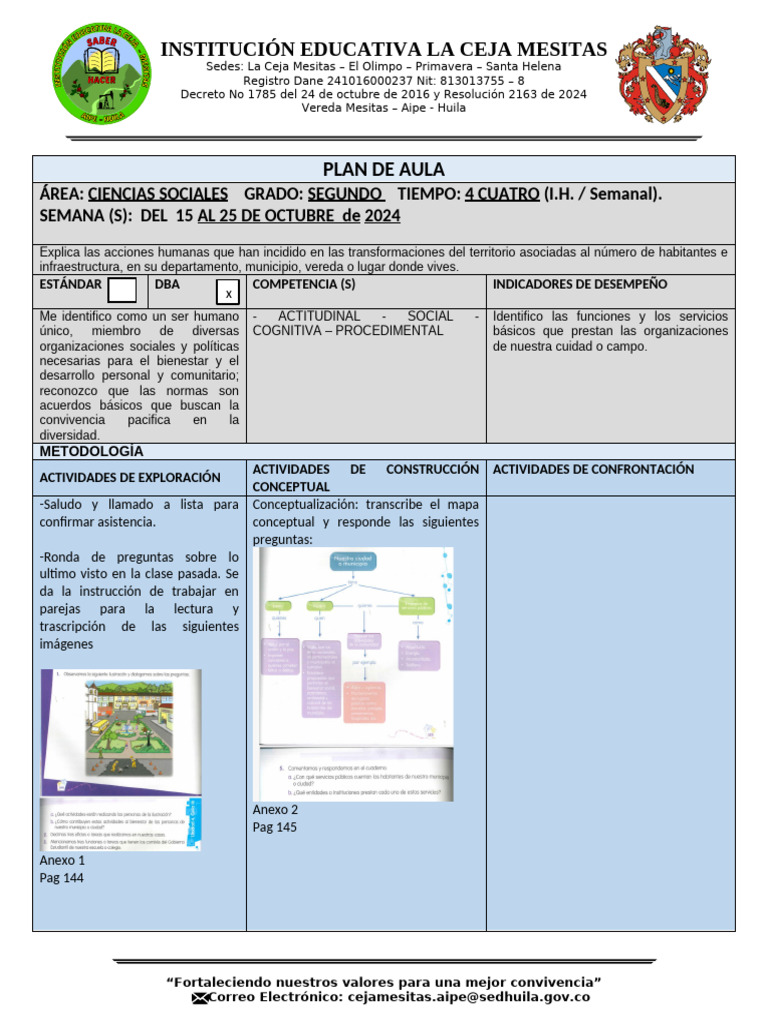 Plan de Aula: Ciencias Sociales 2º Grado | PDF
