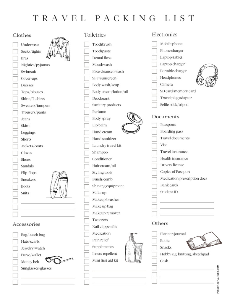 Comprehensive Travel Packing List | PDF