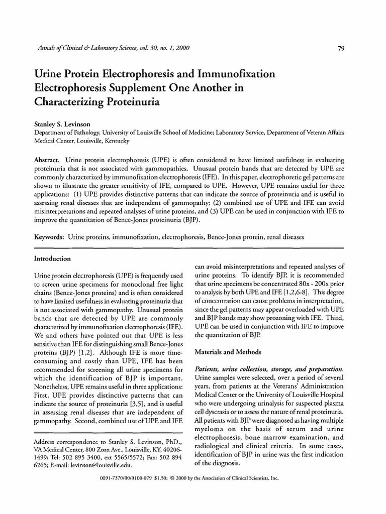 Urine Protein Electrophoresis | PDF | Kidney | Proteins