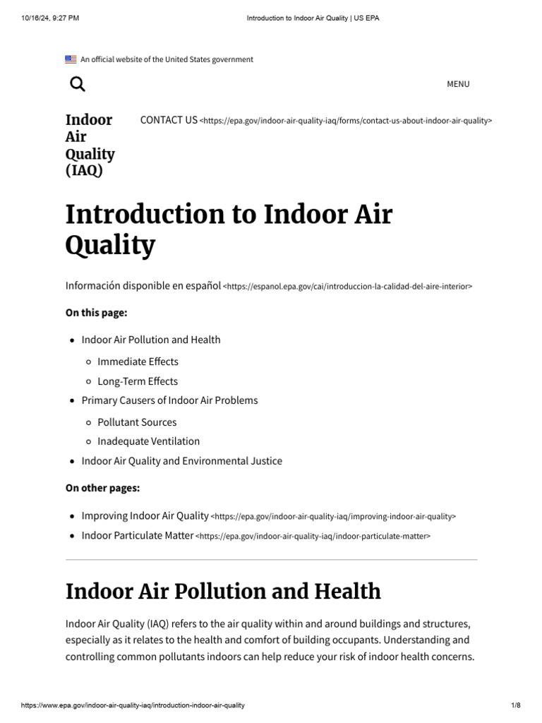 Introduction To Indoor Air Quality - US EPA | PDF | Air Pollution ...