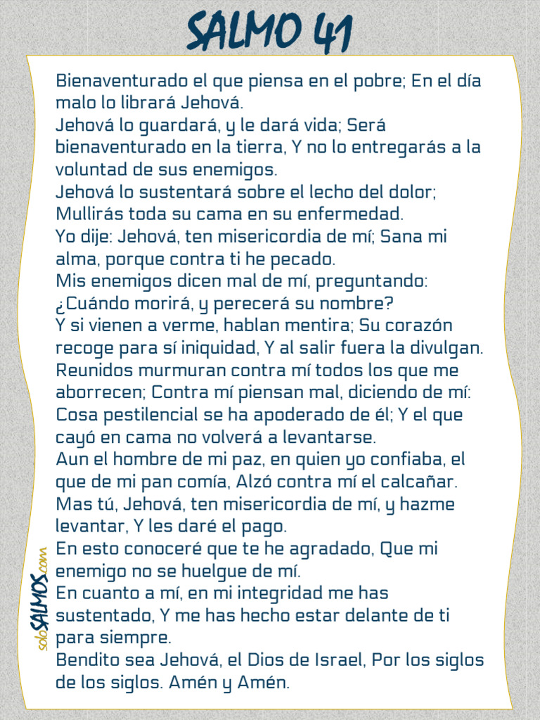 Salmo 41: Oración de Sanación y Salud | PDF