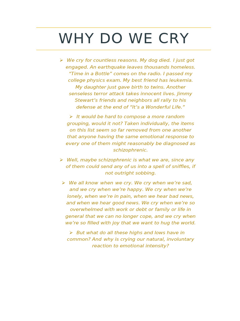 Why Do We Cry | PDF