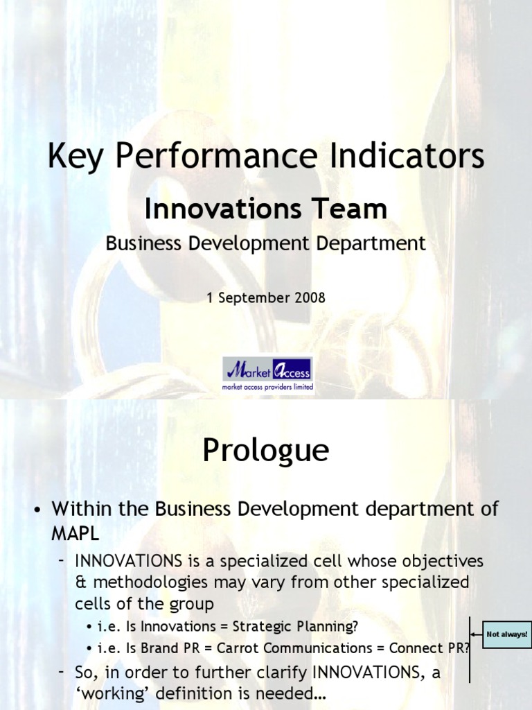 KPI For MAPL Innovations | PDF | Performance Indicator | Innovation
