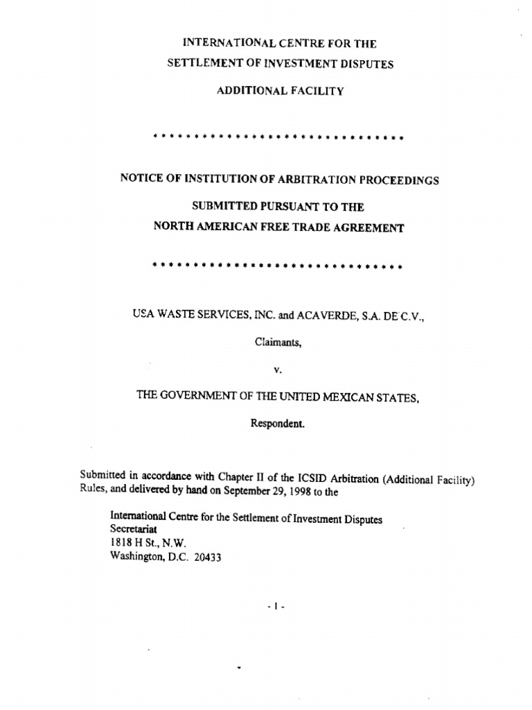 2) WM I. Notice of Arbitration | PDF
