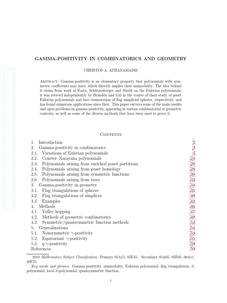 Gamma-Positivity in Math | PDF | Combinatorics | Geometry