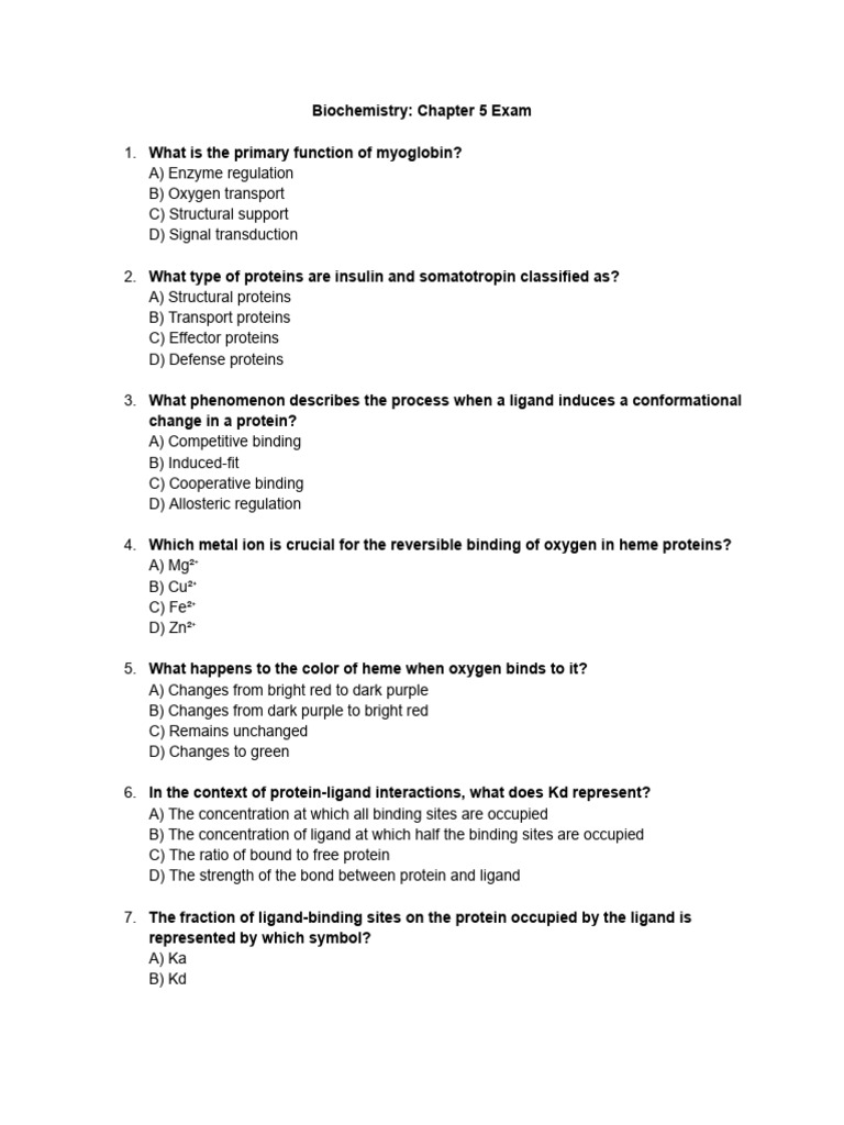 Biochemistry chapter 5 exam pdf hemoglobin binding site