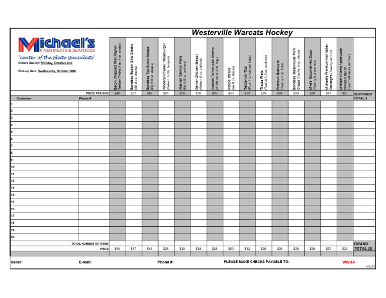 Premium Meat Order Form for WWHA | PDF | Steak | Hamburgers