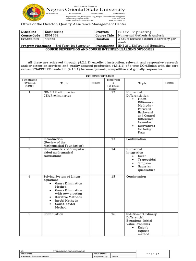 Enm 331 Numerical Methods Analysis | PDF | Numerical Analysis ...