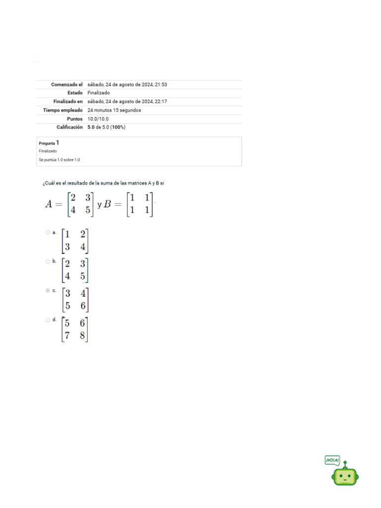 Evaluación de Operaciones con Matrices | PDF | Matriz (Matemáticas ...