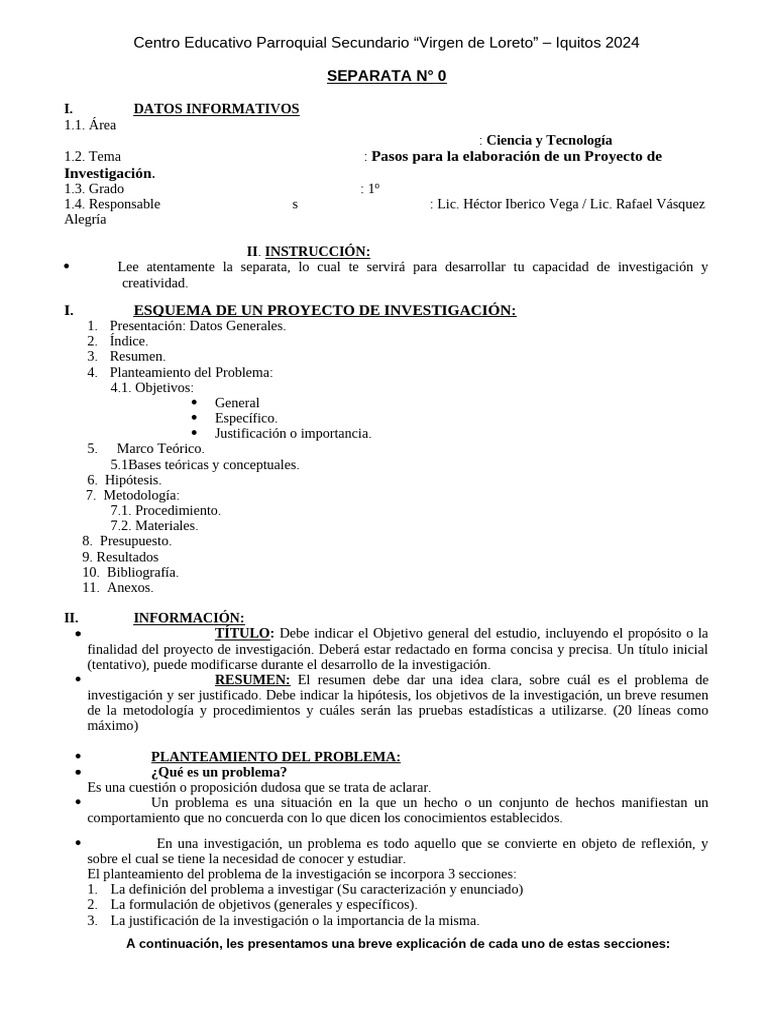 Pasos para un Proyecto de Investigación | PDF | Hipótesis | Teoría