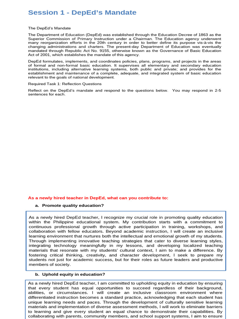 Commitment to Quality Education in DepEd | PDF | Differentiated ...