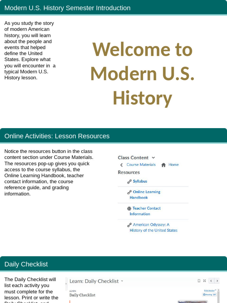 Modern U.S. History Course Overview | PDF | Human Communication | Learning