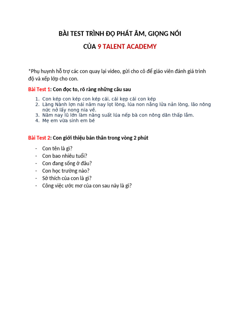 Bài Test Trình Đ | PDF