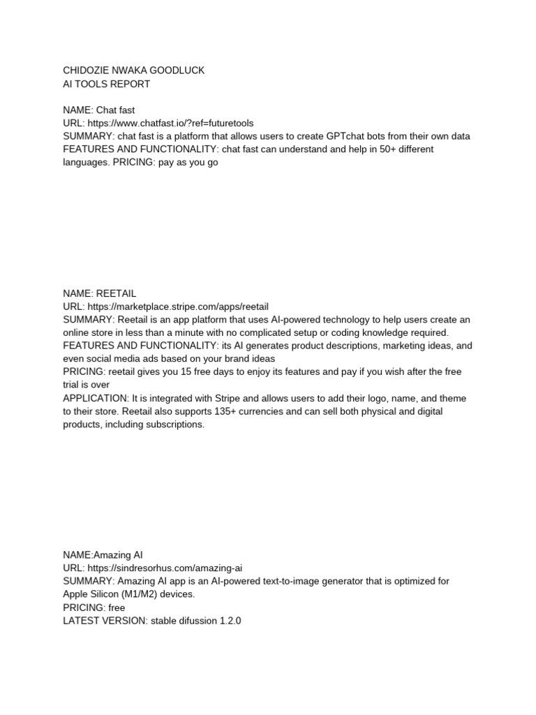 Ai Tools Report Pdf Artificial Intelligence Intelligence Ai