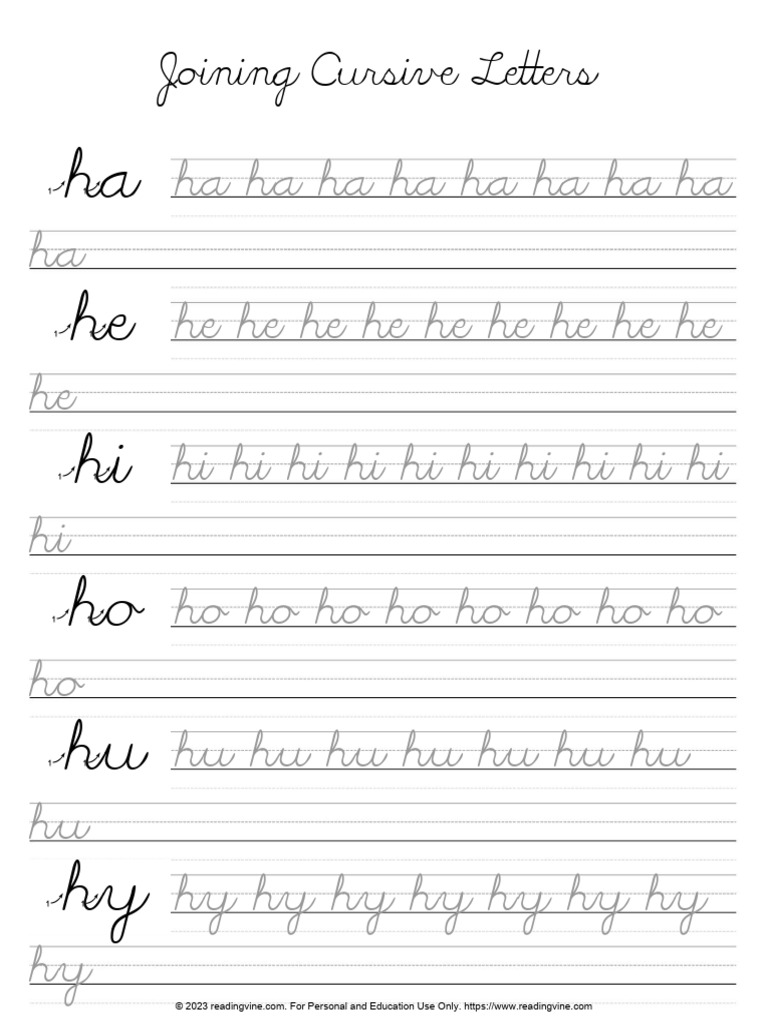 Cursive Letter Joining Practice | PDF