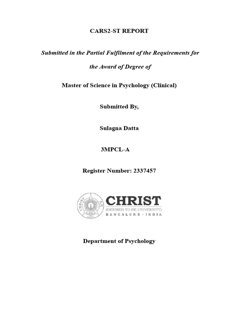 CARS2-ST Autism Assessment Report | PDF | Autism Spectrum | Mental Disorder