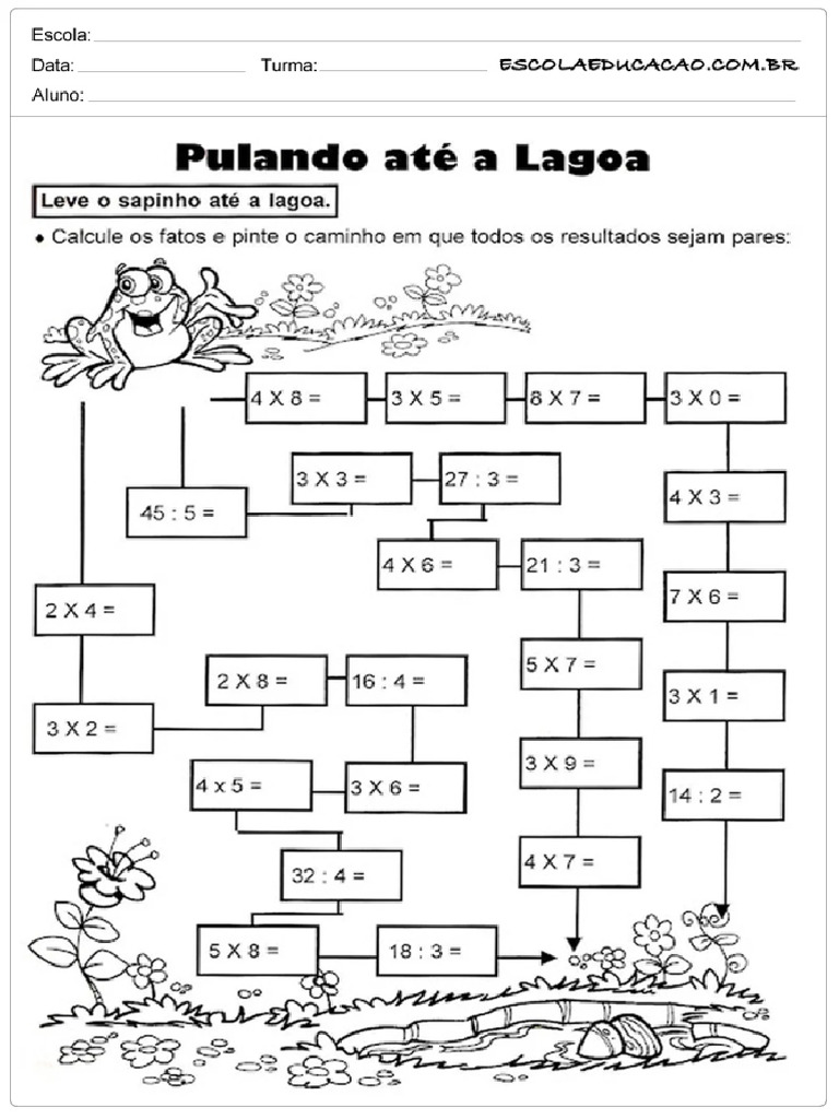 Atividade de divisao 3 ano pulando ate a lagoa pdf