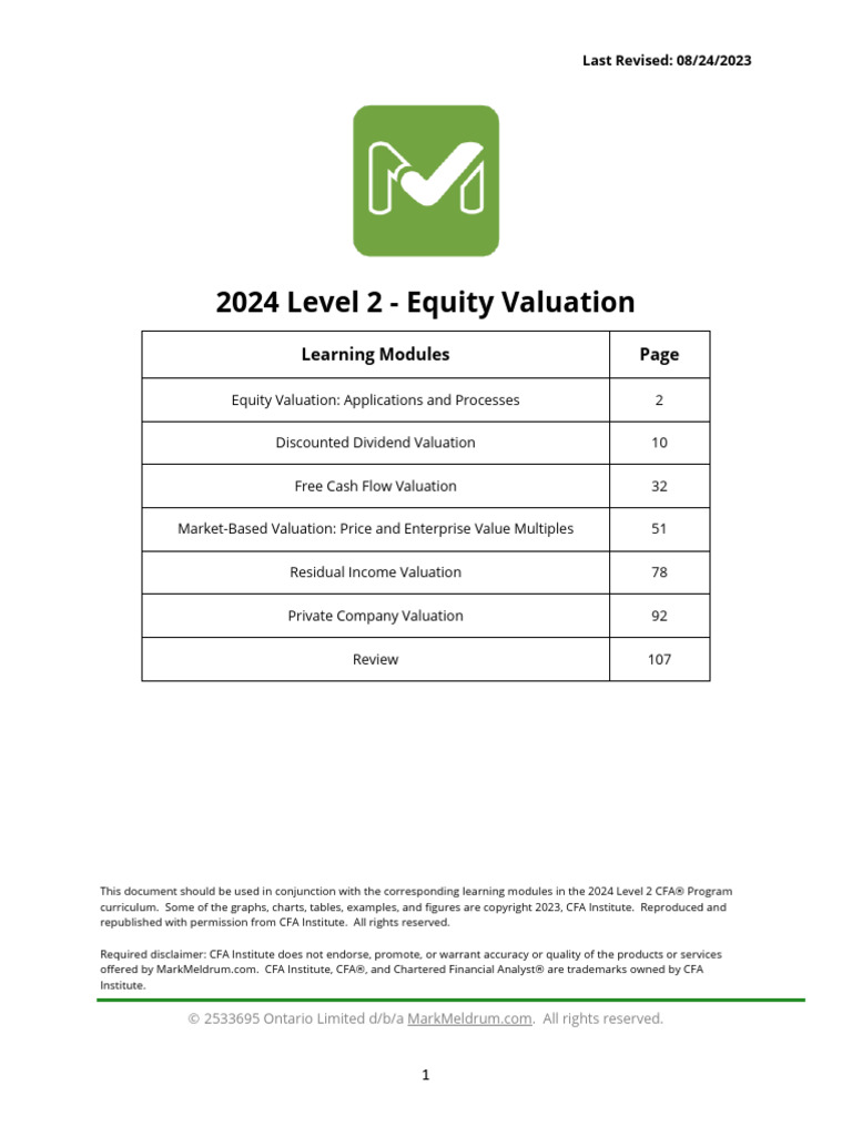 2024 L2 Equity | PDF | Valuation (Finance) | Discounted Cash Flow