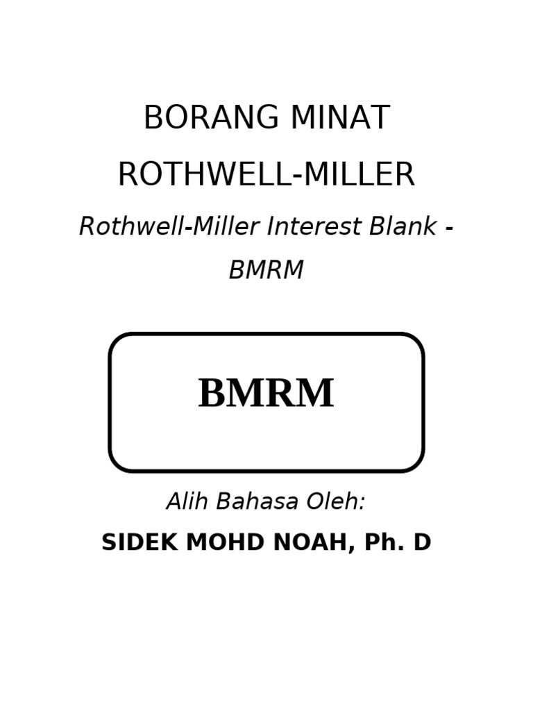 Pova BORANG MINAT ROTHWELL-MILLER - BMRM | PDF