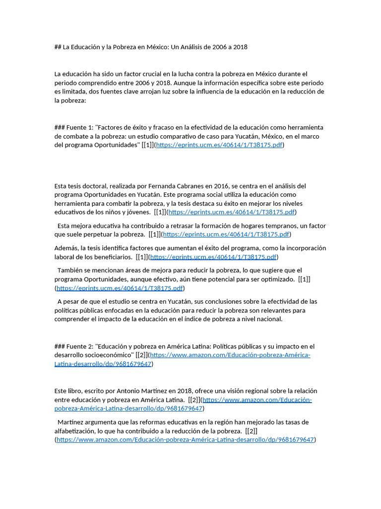 Educación y Pobreza en México 2006-2018 | PDF | Reducción de pobreza ...
