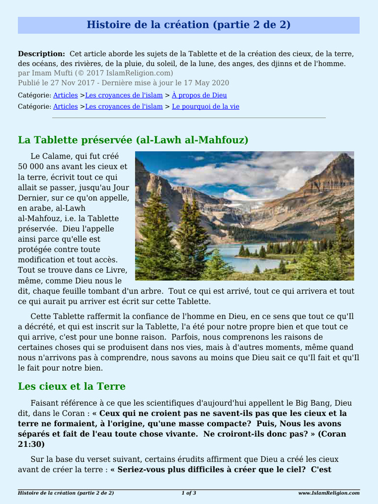 Création des cieux, terre et êtres vivants | PDF | Ange | Dieu