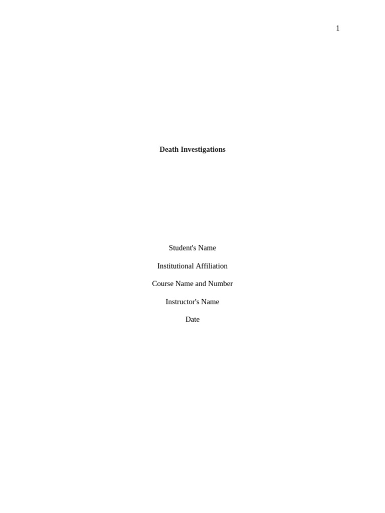 Death Investigations | PDF