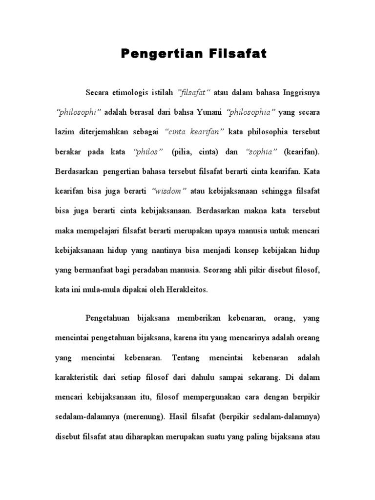 Pengertian Filsafat