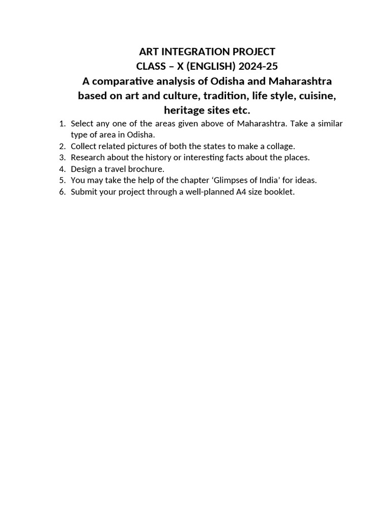 Class X English Art Integration-1 | PDF | Travel