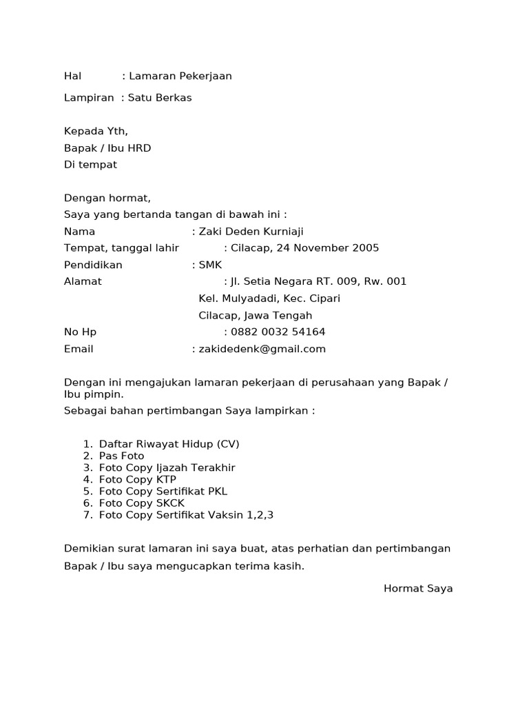 Lamaran Deden | PDF | Karier & Perkembangan