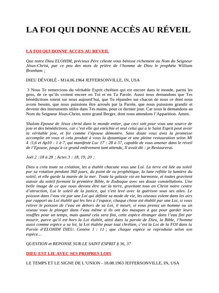 La Foi et le Réveil Spirituel | PDF | Dieu | Jésus