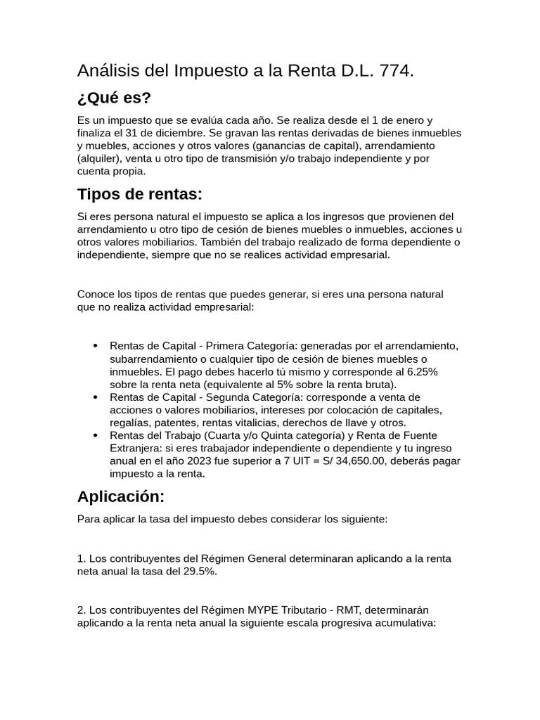 Analisis de Impuesto A La Renta | PDF | Impuesto sobre la renta | Impuestos