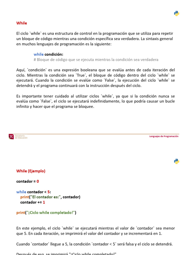 Estructuras de Control: While y For | PDF | Informática