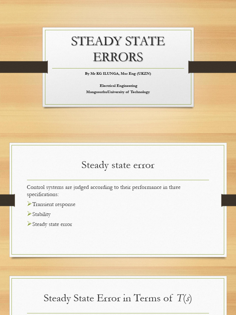 Understanding Steady State Errors in Control Systems | PDF | Steady ...