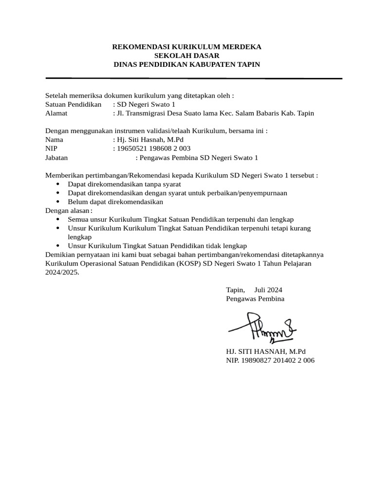 Rekomendasi Kurikulum Merdeka | PDF