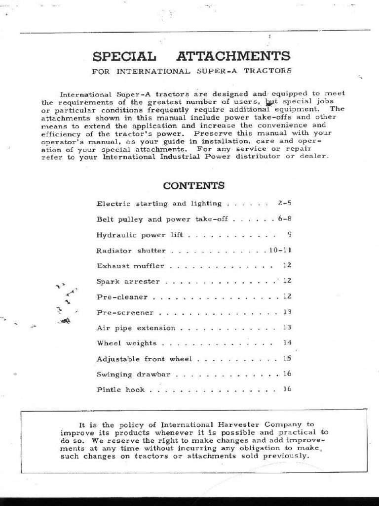 Farmall Super A - Super AV - Super A-1 - Super AV-1 Mc Cormick International Harvester Parts Manual