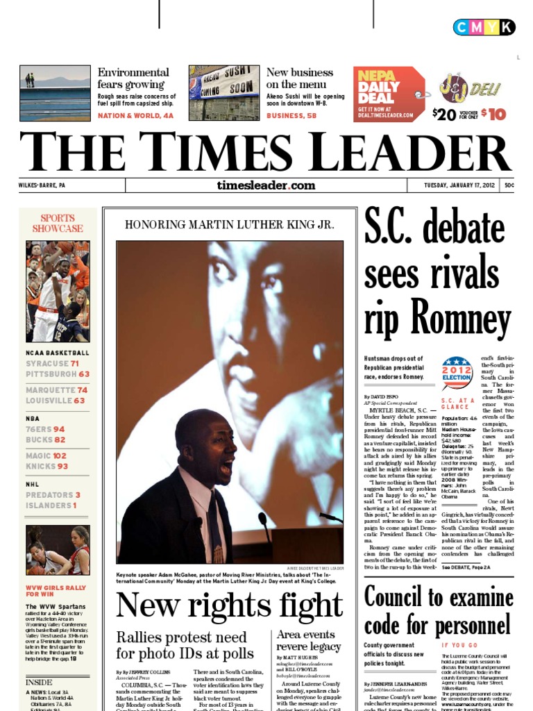 Times Leader 01-17-2012 | PDF | Mitt Romney | American Government
