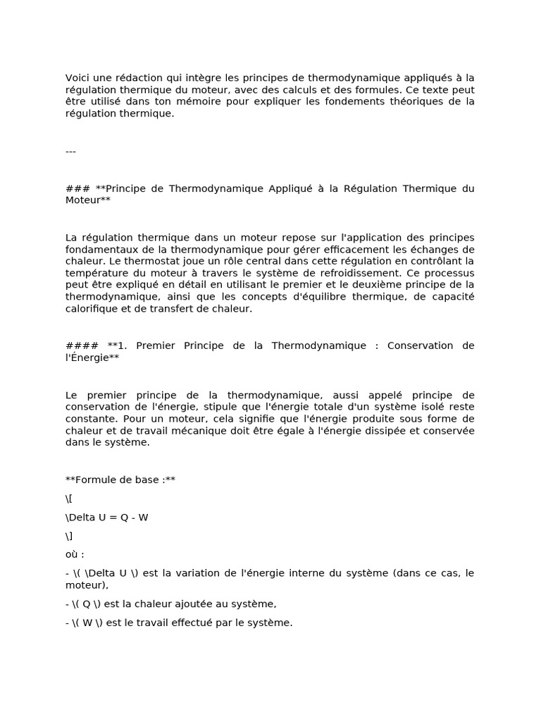 Formules de Delta U en Thermodynamique | PDF | Chaleur | Thermodynamique