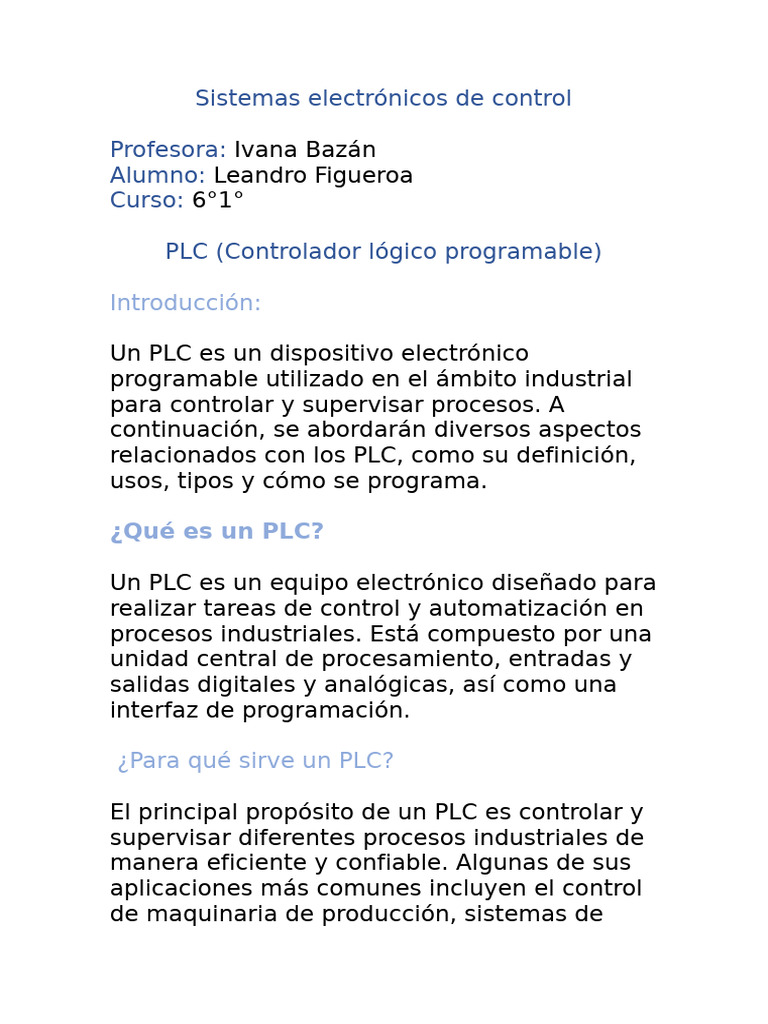 Plc Pdf Controlador Lógico Programable Lenguaje De Programación