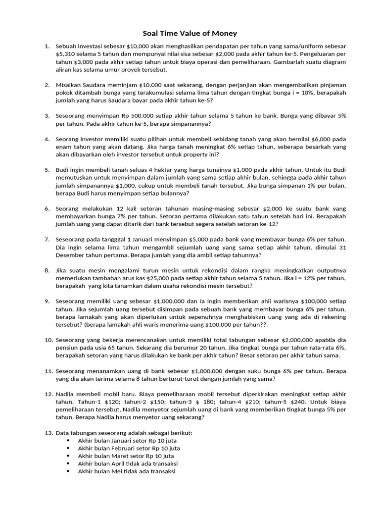 Soal Dan Analisis Nilai Uang Waktu Pdf