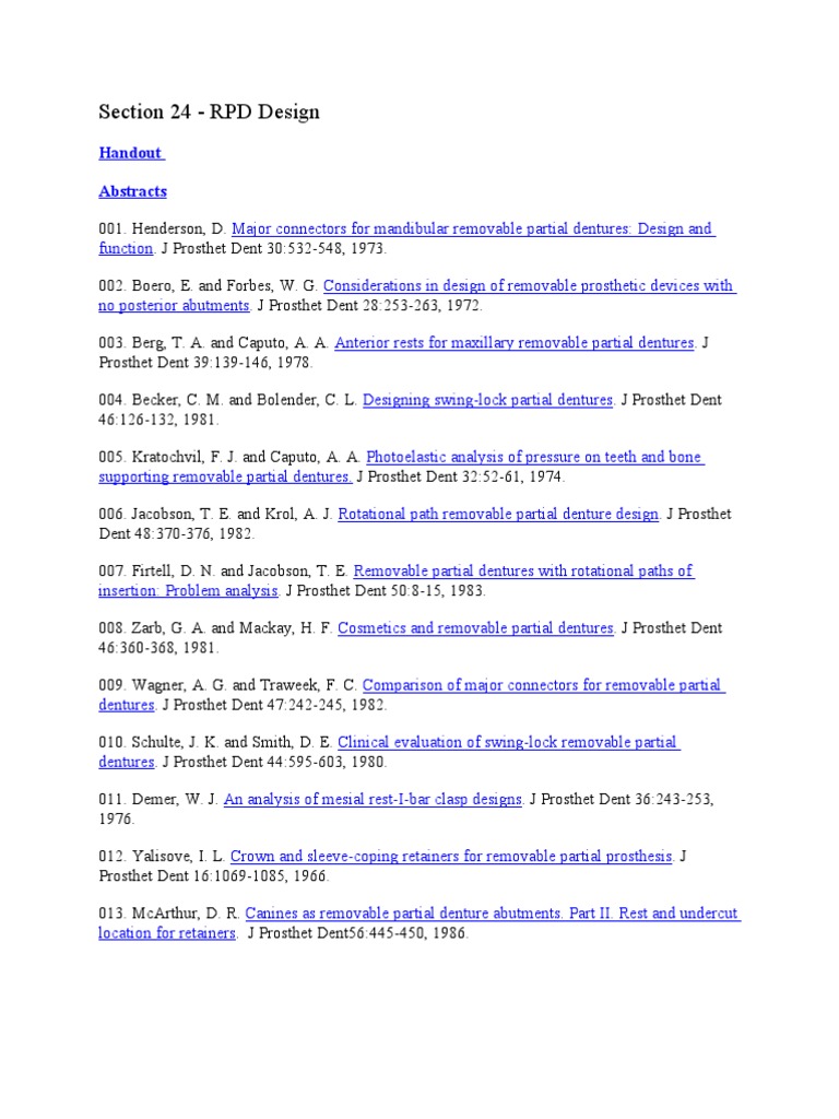 RPD Design Principles and Classifications | PDF | Science & Mathematics