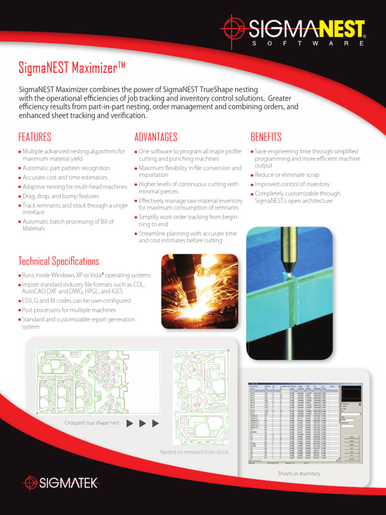 SigmaNEST: Optimize Sheet Metal Cutting | PDF