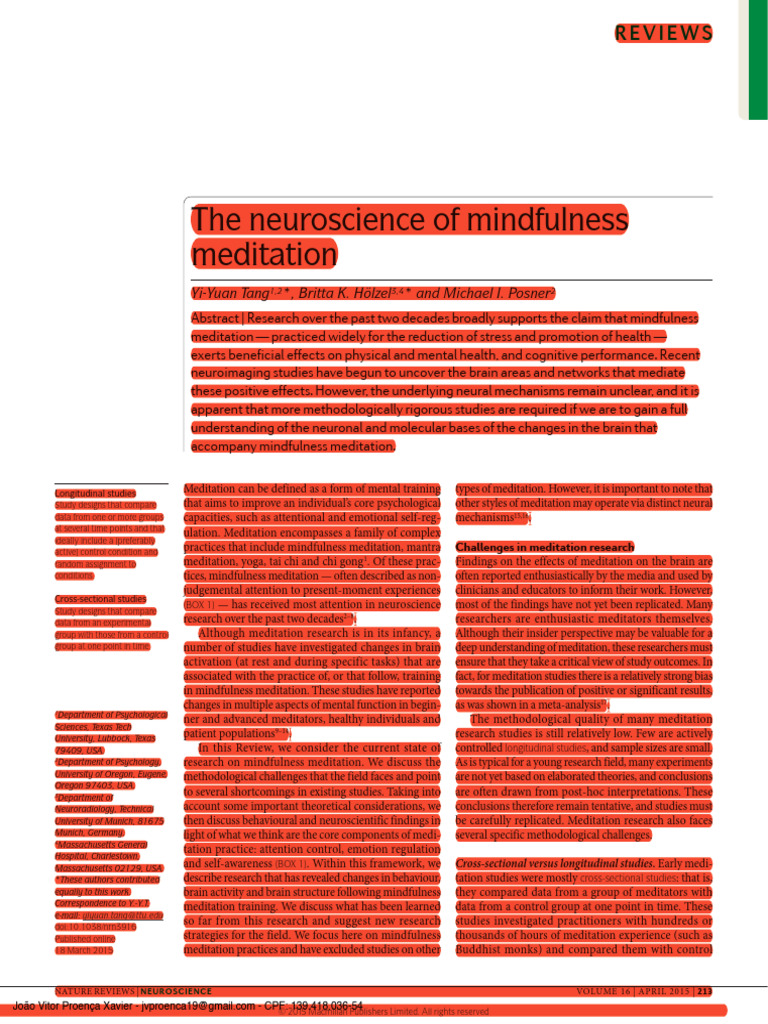 The Neuroscience Of Mindfulness Meditation Pdf Cingulate Cortex